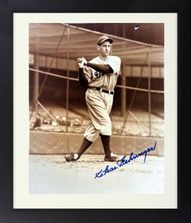 Charlie/Chas Gehringer Autographed Detroit Tigers 8 x 10 Photograph Custom Framing imperfect - COA 1937 MVP-Powers Sports Memorabilia