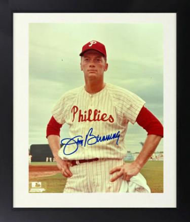 Jim Bunning Autographed Philadelphia Phillies MLB 8 x 10 Photograph Custom Framing- COA (HOF/6-21-64 PG)-Powers Sports Memorabilia