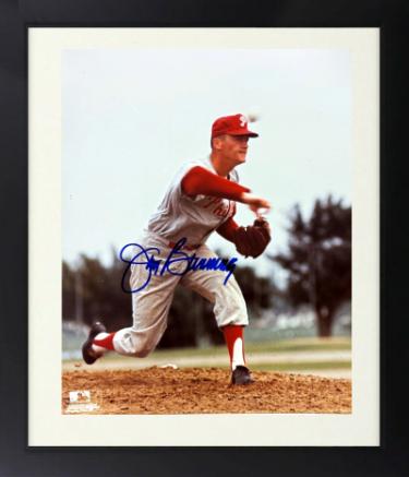 Jim Bunning Autographed Philadelphia Phillies MLB 8 x 10 Photograph Custom Framing- COA (HOF/6-21-64 PG) - CTBL_f47071-Powers Sports Memorabilia