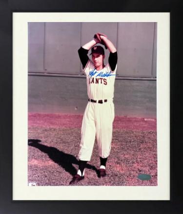 Hoyt Wilhelm Autographed New York Giants 8 x 10 Photograph Custom Framing imperfect-Steiner Sports Hologram/COA-Powers Sports Memorabilia