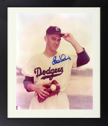 Clem Labine Autographed Brooklyn Dodgers MLB Licensed 8 x 10 Photograph Custom Framing- COA-Powers Sports Memorabilia