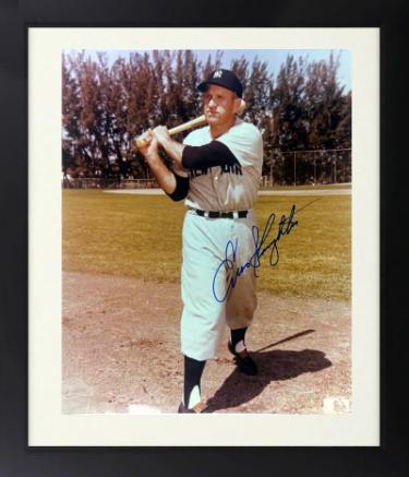 Enos Slaughter Autographed New York Yankees MLB 8 x 10 Photograph Custom Framing imperfect- COA (HOF/10XAS) - CTBL_f47089-Powers Sports Memorabilia