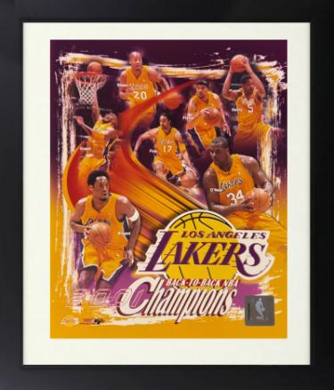 Los Angeles Lakers 2001 Back-to-Back NBA Champions 8 x 10 Photograph Custom Framing (Kobe Bryant)- NEW-Powers Sports Memorabilia