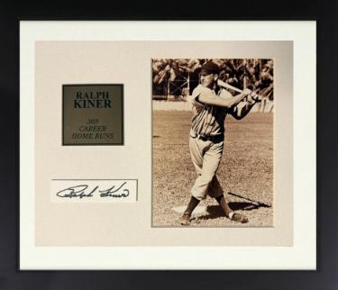 Ralph Kiner Autographed Pittsburgh Pirates 1x3 Cut Sig/5x7 Photograph Custom Framing- Ken Goldin, The Score Board, Inc COA/HOF-Powers Sports Memorabilia