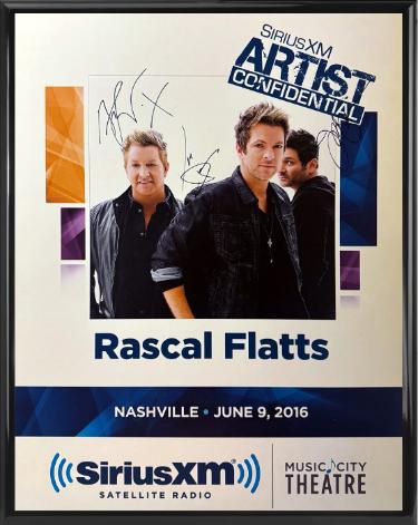 Rascal Flatts Autographed 2016 Artist Confidential 22x28 Poster Custom Framing SiriusXM Music City Theatre- 3 sig- COA (Gary Levox/Joe Don Rooney/Jay DeMarcus)-Powers Sports Memorabilia