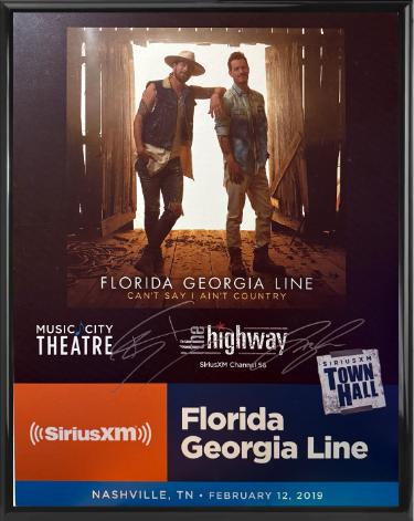 Florida Georgia Line- Tyler Hubbard & Brian Kelley dual Autographed 2019 Can't Say I Ain't Country 22"x28" Poster Custom Framing SiriusXM Town Hall/Music City Theatre imperfect- COA-Powers Sports Memorabilia