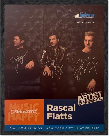 Rascal Flatts Autographed 2017 Artist Confidential 22"x28" Poster Custom Framing SiriusXM Studios- 3 sig- COA (Gary Levox/Joe Don Rooney/Jay DeMarcus)-Powers Sports Memorabilia