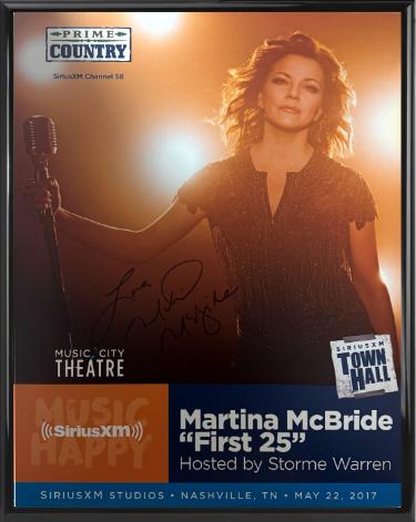 Martina McBride Autographed 2017 "First 25" Prime Country 22"x28" Poster SiriusXM Hall Studios Custom Framing- COA-Powers Sports Memorabilia