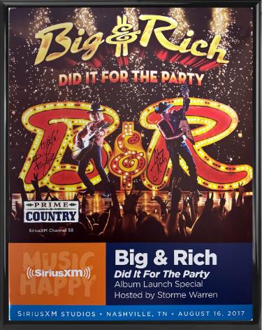 Big & Rich Autographed 2017 Did It For The Party Album Launch Special 22"x28" Poster Custom Framing SiriusXM Studios- COA (Big Kenny/John Rich)-Powers Sports Memorabilia
