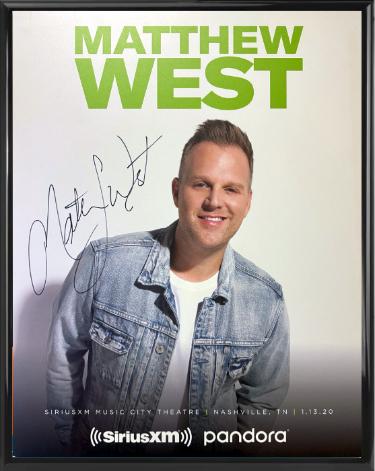 Matthew West Autographed 2020 22"x28" Poster Custom Framing Pandora-SiriusXM Music City Theatre- COA-Powers Sports Memorabilia