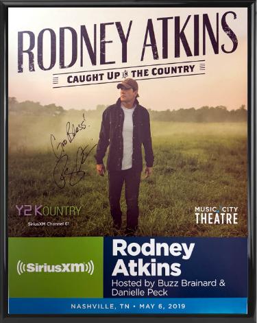 Rodney Atkins Autographed 2019 Caught Up In The Country 22"x28" Poster Custom Framing SiriusXM Y2K Country Music City- COA-Powers Sports Memorabilia