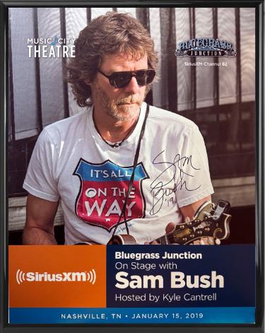 Sam Bush Autographed 2019 Bluegrass Junction On Stage With 22"x28" Poster Custom Framing SiriusXM Music City Theatre- COA-Powers Sports Memorabilia
