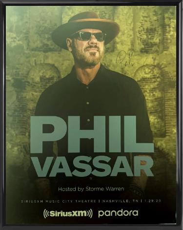 Phil Vassar Autographed 2020 22"x28" Poster Custom Framing SiriusXM Music City Theatre imperfect- COA-Powers Sports Memorabilia