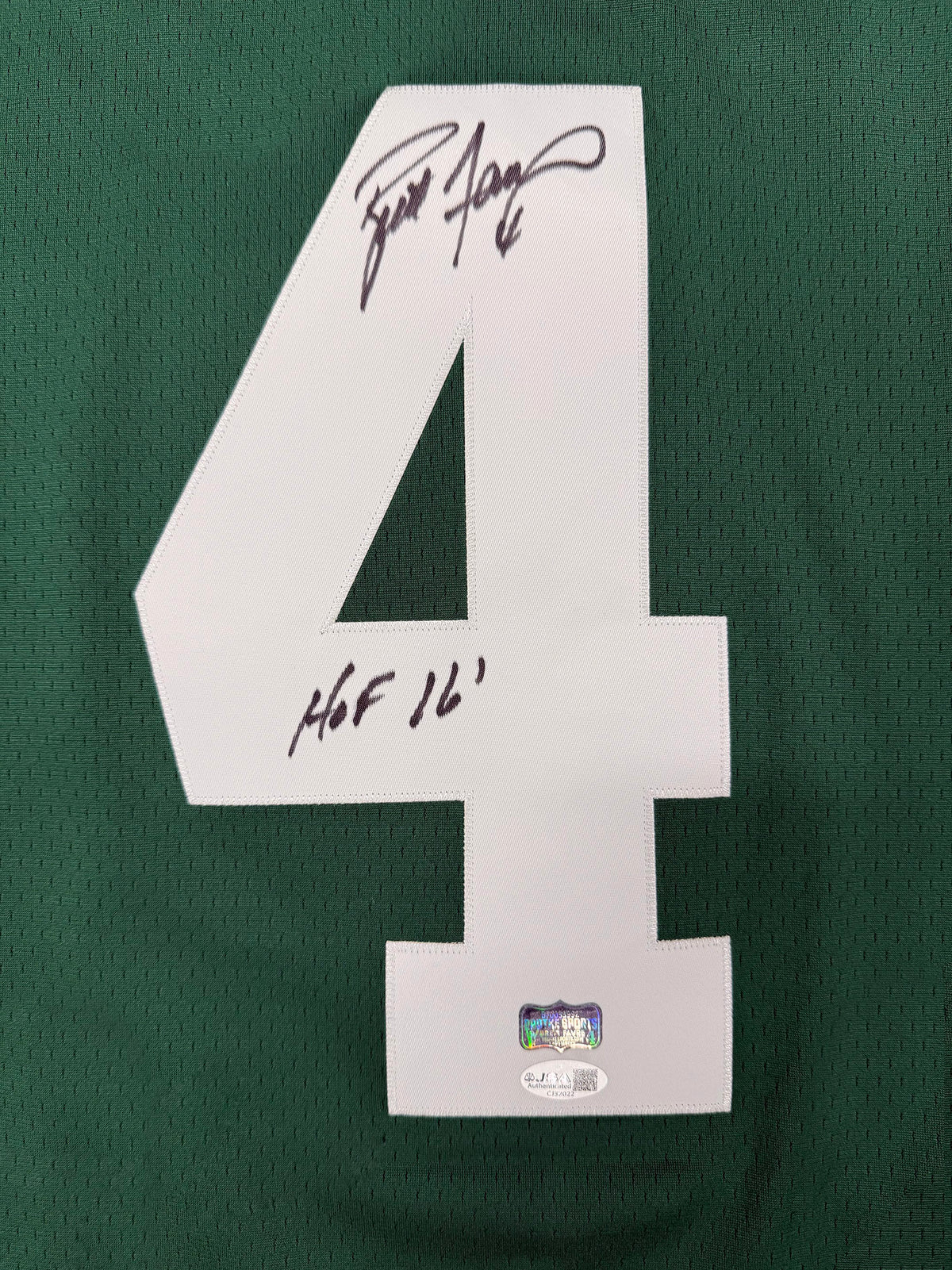 Brett Favre Autographed Green Bay Packers Signed Mitchell and Ness Football Jersey Hall of Fame HOF 16 JSA COA