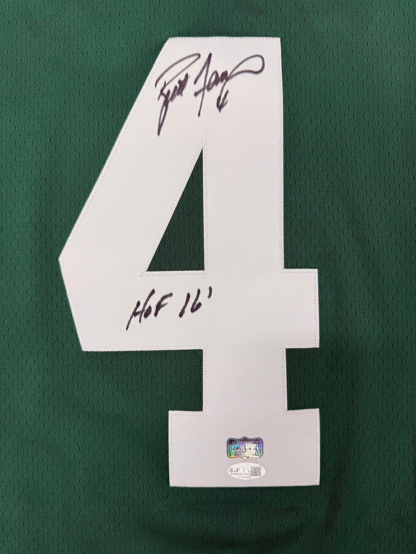 Brett Favre Autographed Green Bay Packers Signed Mitchell and Ness Football Jersey Hall of Fame HOF 16 JSA COA