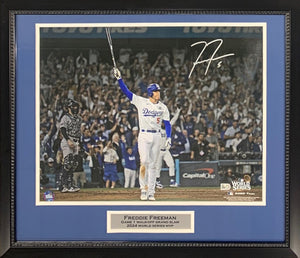 Freddie Freeman Autographed Los Angeles Dodgers 2024 World Series Game 1 Grand Slam Signed Baseball 16x20 Framed Photo MLB Hologam COA Silver-Powers Sports Memorabilia