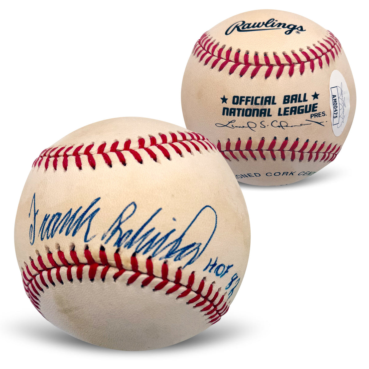 Frank Robinson Autographed Cincinnati Reds Hall of Fame HOF 82 Signed National League Baseball JSA COA With UV Display Case-Powers Sports Memorabilia