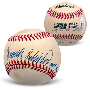 Frank Robinson Autographed Cincinnati Reds Hall of Fame HOF 82 Signed National League Baseball JSA COA With UV Display Case-Powers Sports Memorabilia