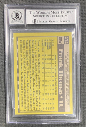 Frank Thomas 1990 Topps Signed Baseball Rookie Card #414B Auto Graded Beckett 10-Powers Sports Memorabilia