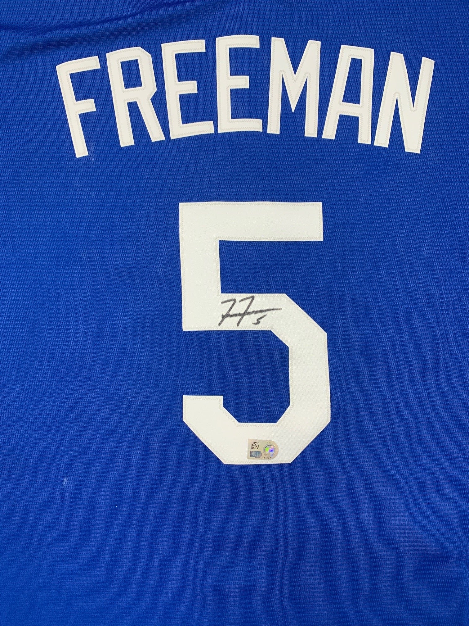 Freddie Freeman Autographed Los Angeles Dodgers Signed Nike Replica Blue Baseball Jersey MLB Hologram COA-Powers Sports Memorabilia