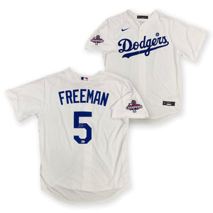 Freddie Freeman Autographed Los Angeles Dodgers 2024 World Series Signed Nike Replica White Baseball Jersey MLB Hologram COA-Powers Sports Memorabilia