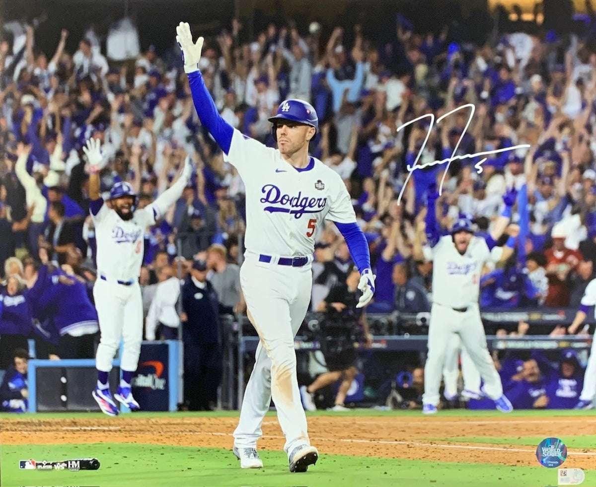 Freddie Freeman Autographed Los Angeles Dodgers 2024 World Series Game 1 Grand Slam Signed Baseball 16x20 Photo MLB Hologam COA B