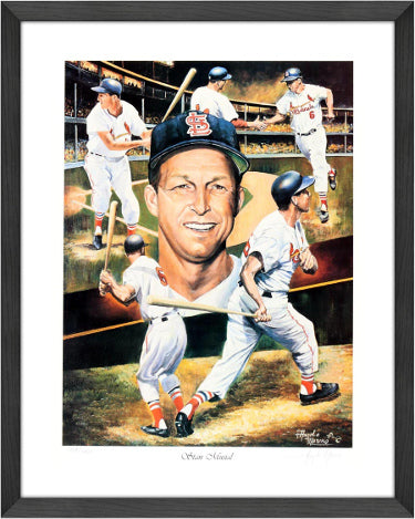 Stan Musial St. Louis Cardinals 24"x18" Lithograph Autographed By Angelo Marino Custom Framing- LTD /1450-Powers Sports Memorabilia