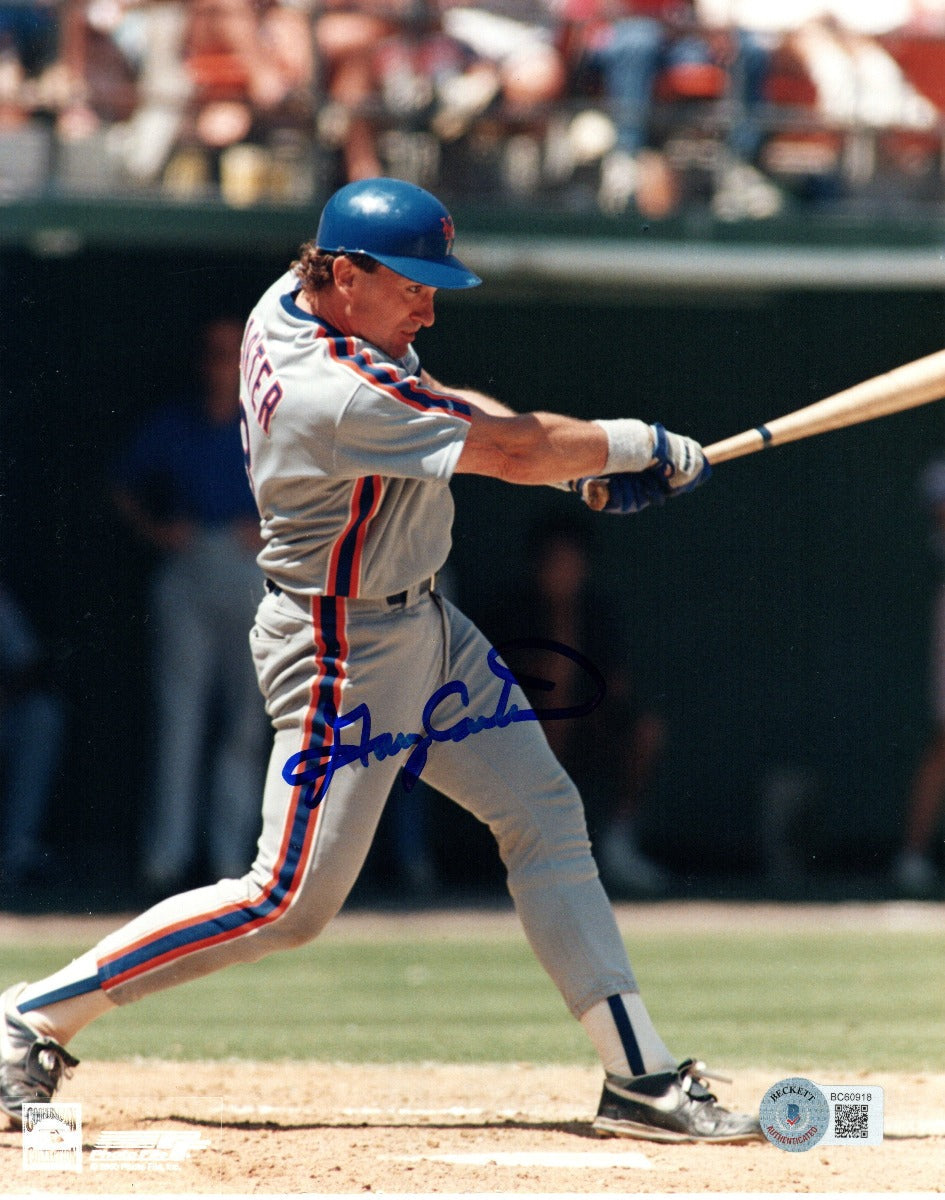 Gary Carter Autographed New York Mets 8x10 Photo Beckett Authenticated Road Gray-Powers Sports Memorabilia