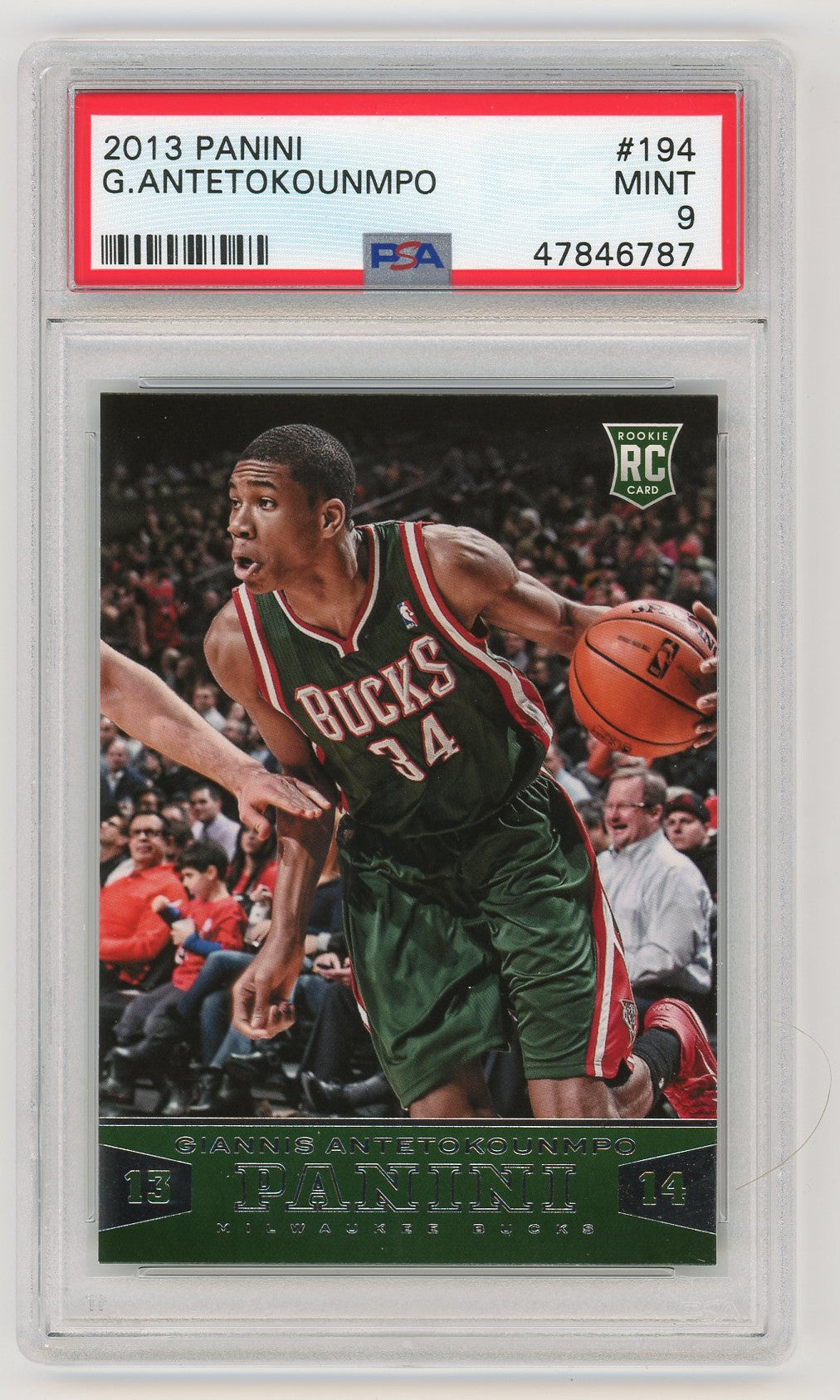 Giannis Antetokounmpo 2013 Panini Basketball Rookie Card RC #194 Graded PSA 9-Powers Sports Memorabilia