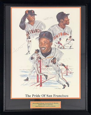 Willie Mays Barry Bonds Bobby Bonds Signed 18x24 Photo Framed Beckett