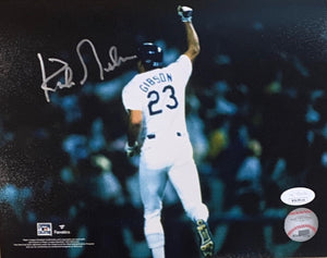 Kirk Gibson Autographed Los Angeles Dodgers 1988 World Series Game 1 Home Run Signed Baseball 8x10 Photo JSA COA-Powers Sports Memorabilia