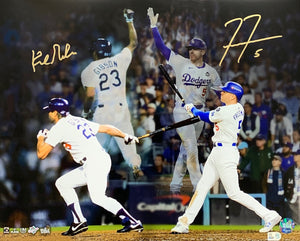 Freddie Freeman and Kirk Gibson Autographed Los Angeles Dodgers World Series Game 1 Grand Slam Signed 16x20 Baseball Photo MLB COA