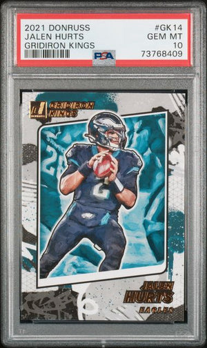 Jalen Hurts 2021 Panini Donruss Gridiron Kings Card #GK14 Graded PSA 10
