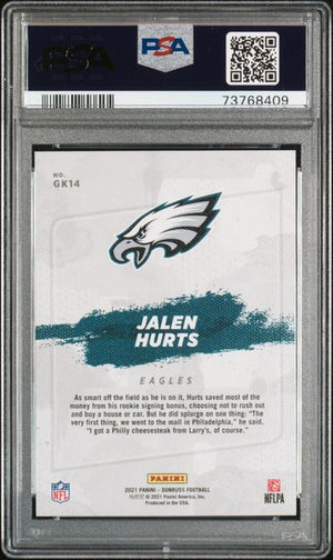 Jalen Hurts 2021 Panini Donruss Gridiron Kings Card #GK14 Graded PSA 10