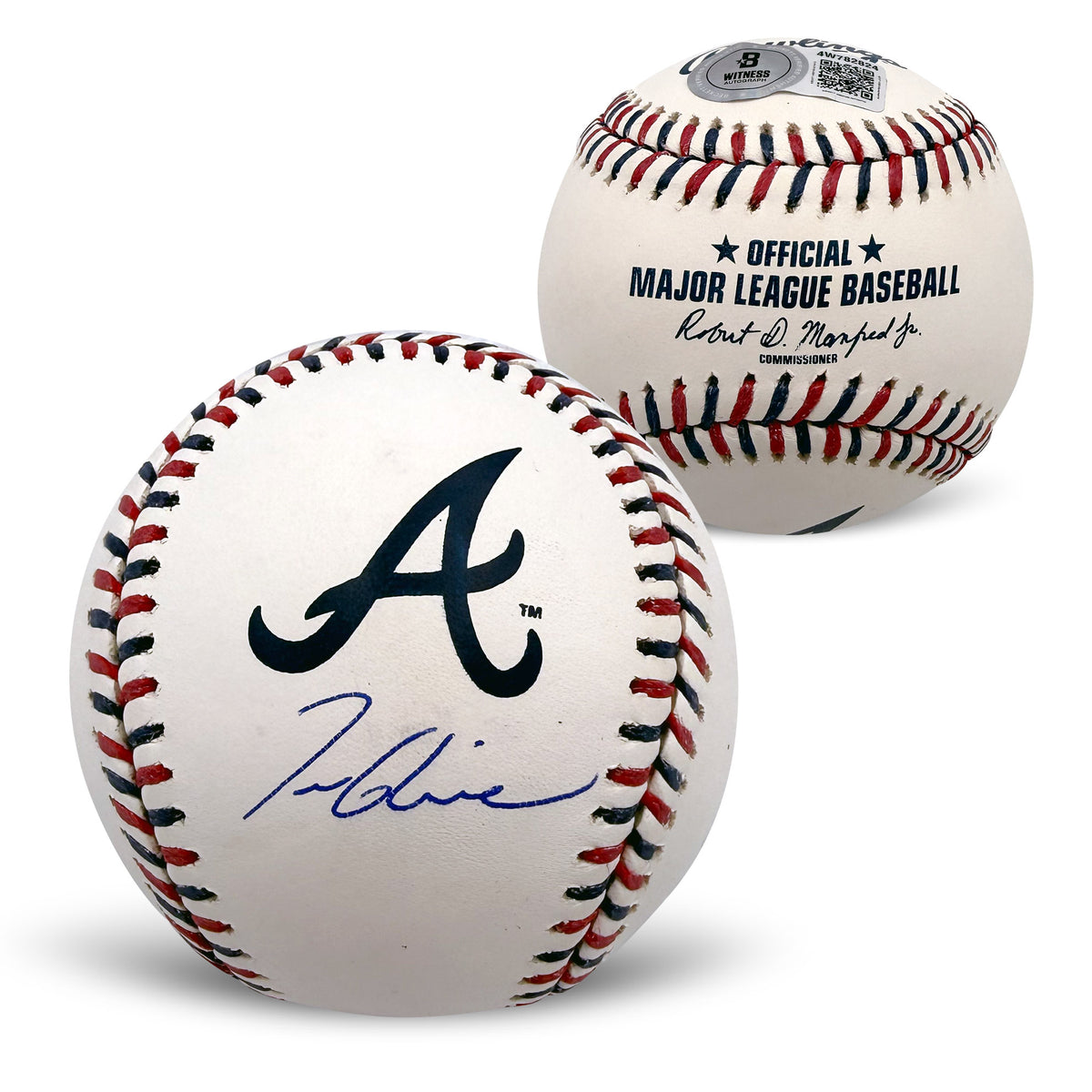 Tom Glavine Autographed Atlanta Braves Logo Signed Baseball Beckett Witness Authenticated With UV Display Case-Powers Sports Memorabilia