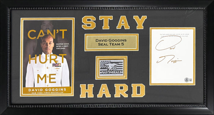 David Goggins Autographed Can't Hurt Me Navy Seal Signed Book Framed 16x26 Display Beckett Authenticated COA-Powers Sports Memorabilia