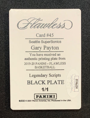 Gary Payton 2019 Panini Flawless Signed Printing Plate Card #45 Auto JSA 1/1-Powers Sports Memorabilia