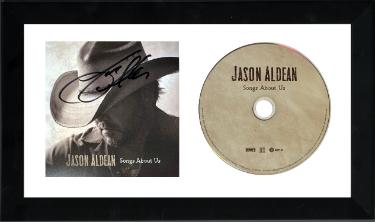Jason Aldean Autographed 2026 Songs About Us 4.75x4.75 Art Card Insert/CD 6.5x12 Custom Framing- COA - CTBL_h47431-Powers Sports Memorabilia