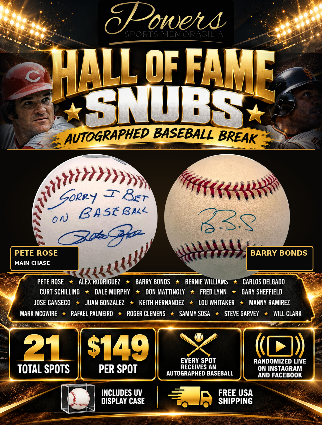 Baseball Hall of Fame Snubs Mystery Autographed Baseball Break - 21 Spots-Powers Sports Memorabilia