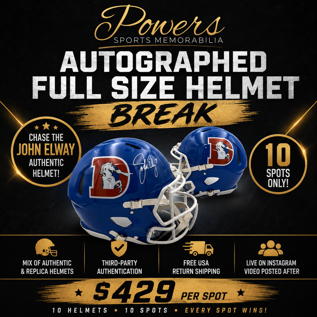 Autographed Full Size Football Helmet Break – Only 10 Spots!