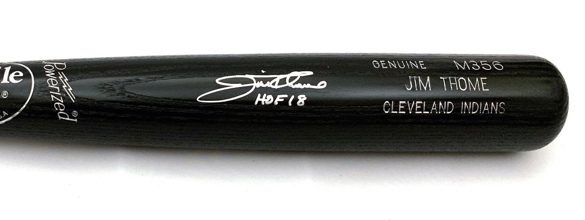 Jim Thome Autographed Louisville Slugger Game Model Bat W/HOF 18 Block Indians Phillies White Sox Twins Beckett Witnessed-Powers Sports Memorabilia