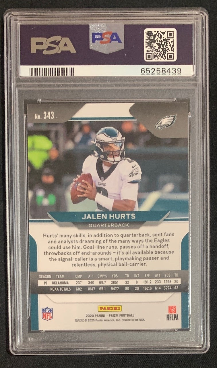 Jalen Hurts 2020 Panini Prizm Football Rookie Card RC #343 Graded PSA 10 GEM MINT-Powers Sports Memorabilia