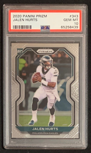 Jalen Hurts 2020 Panini Prizm Football Rookie Card RC #343 Graded PSA 10 GEM MINT