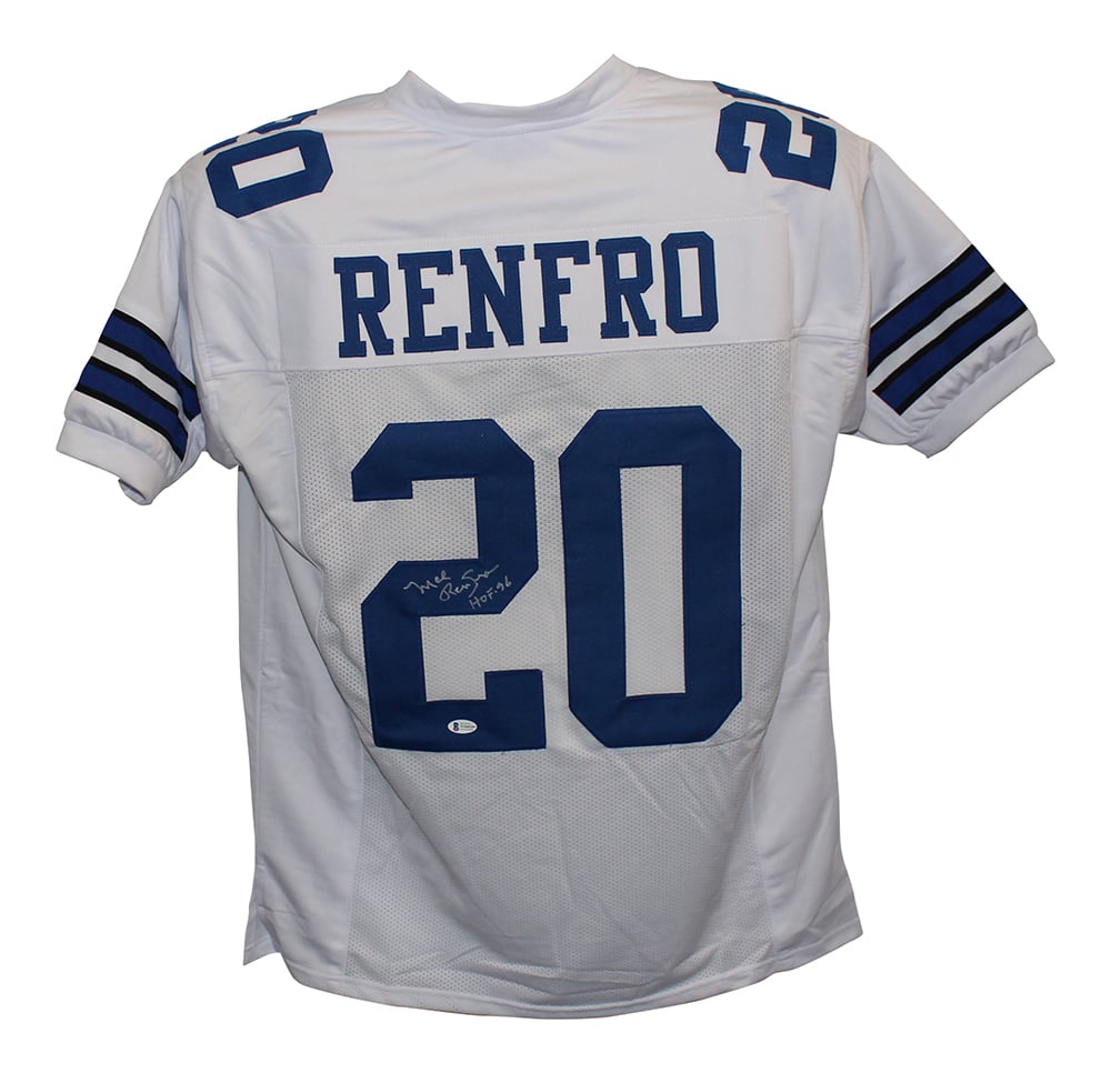 Mel Renfro Signed Pro Style White XL Jersey HOF – Beckett Authenticated-Powers Sports Memorabilia
