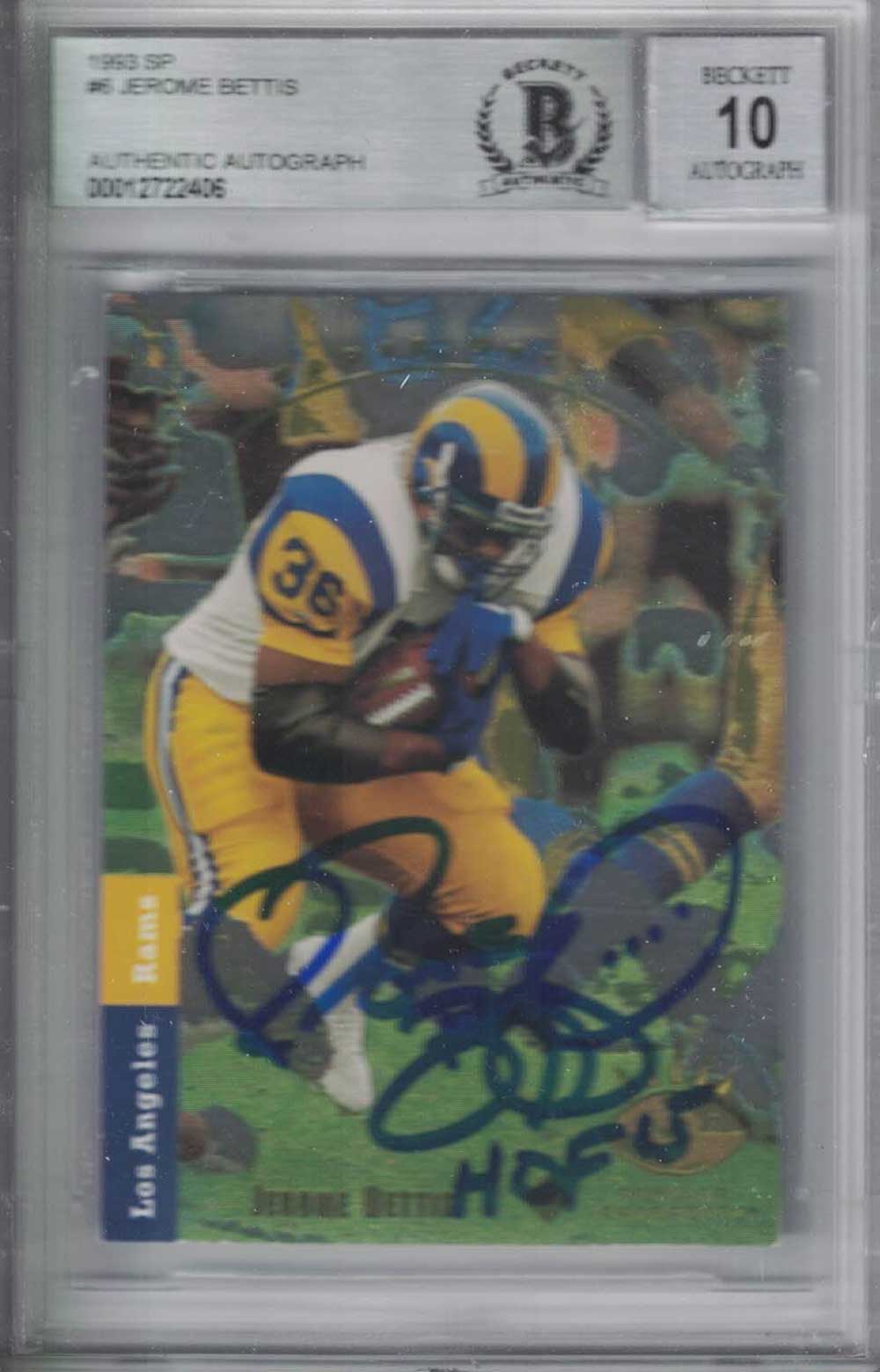 Jerome Bettis Rams 1993 Upper Deck SP Rookie Signed Card-Powers Sports Memorabilia