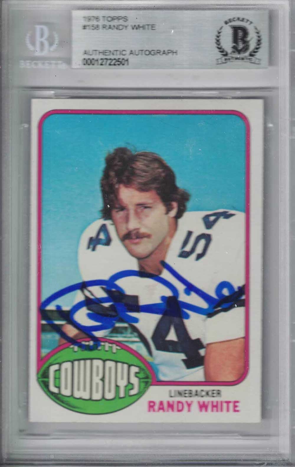 Randy White Dallas Cowboys 1976 Topps Rookie Signed Card-Powers Sports Memorabilia