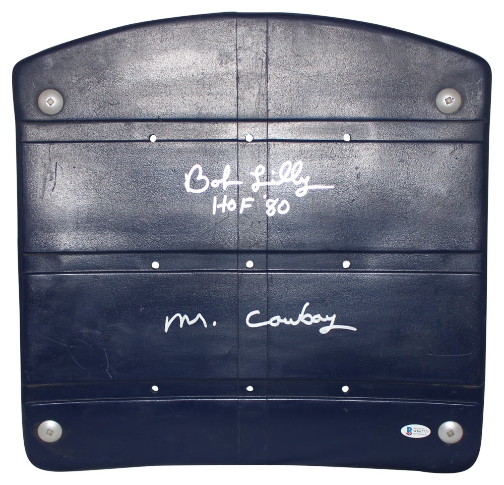Bob Lilly Signed Dallas Cowboys Texas Stadium Seat Bottom 2 Inscription BAS-Powers Sports Memorabilia