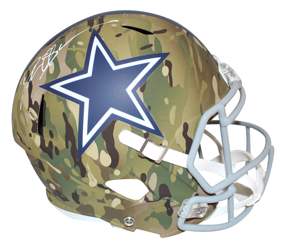 Deion Sanders Dallas Cowboys F/S Camo Speed Signed Helmet BAS-Powers Sports Memorabilia