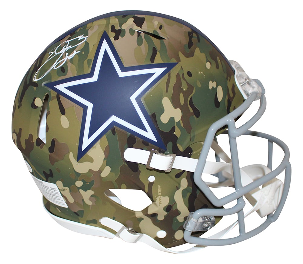 Emmitt Smith Signed Dallas Cowboys Authentic Camo Speed Helmet – Beckett Authenticated-Powers Sports Memorabilia