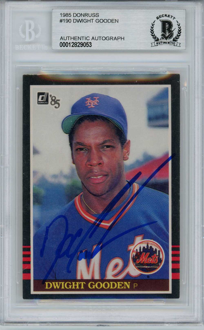 Dwight Gooden Signed 1985 Donruss #190 Trading Card BAS Slab-Powers Sports Memorabilia